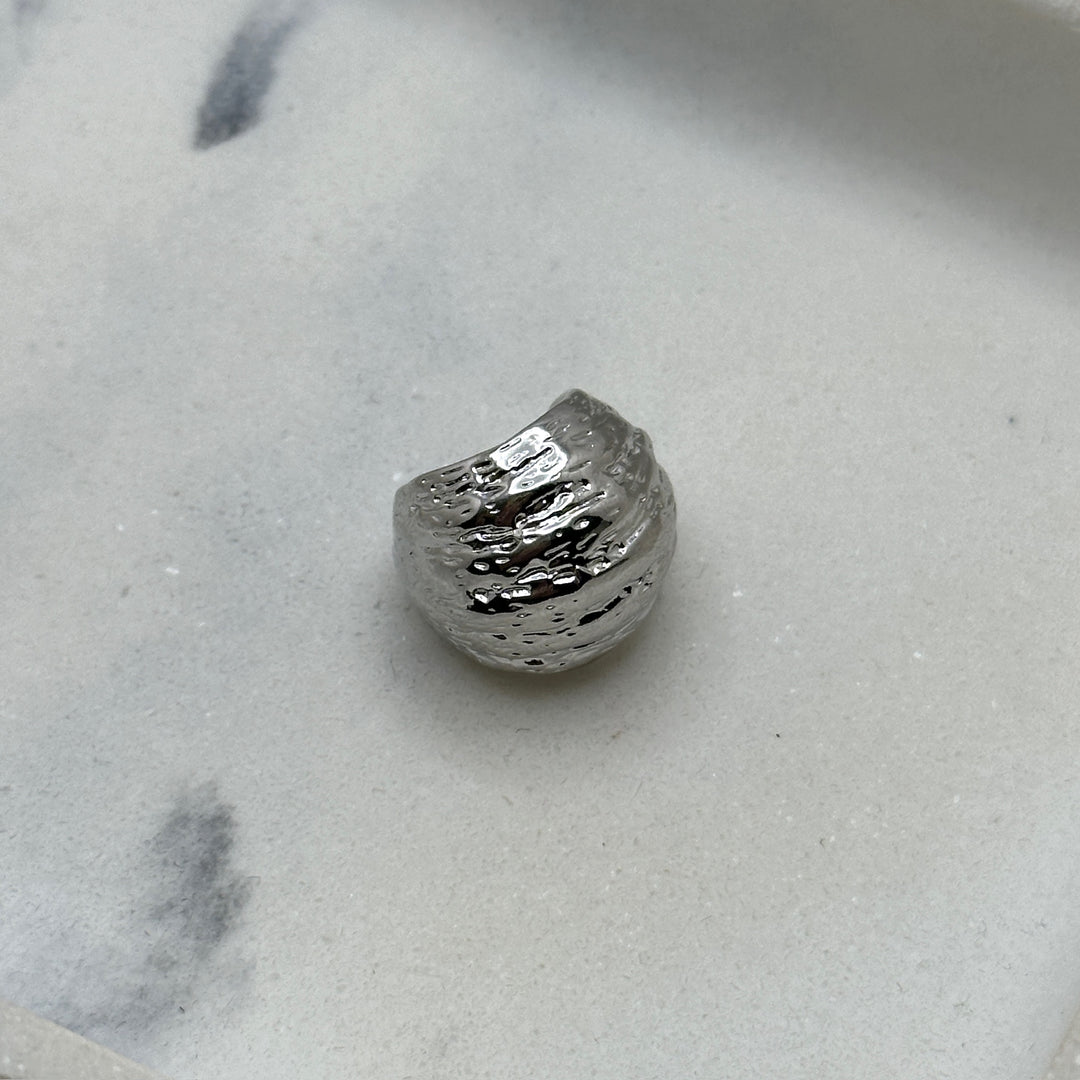 Bold Rustic Silver Earcuff