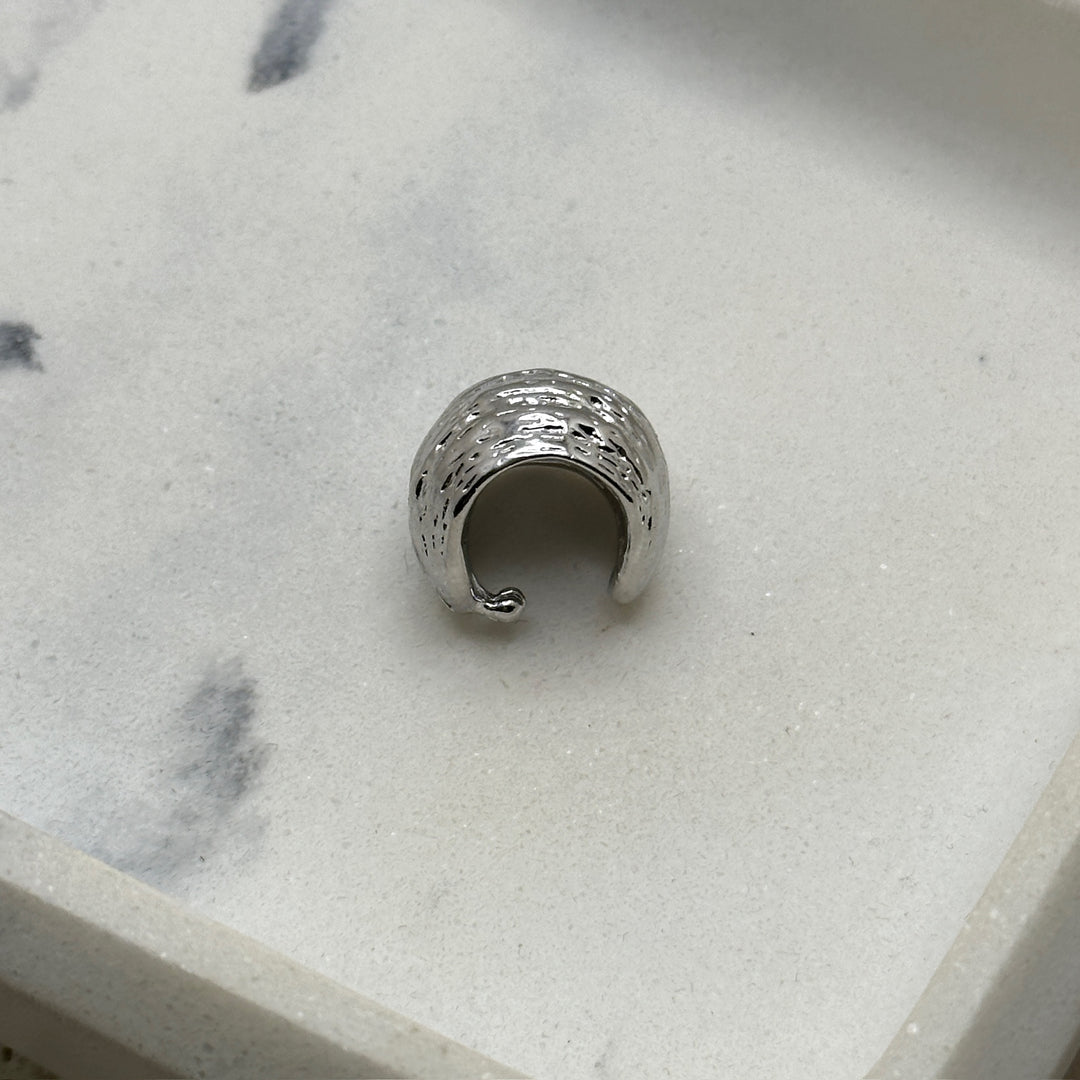 Bold Rustic Silver Earcuff