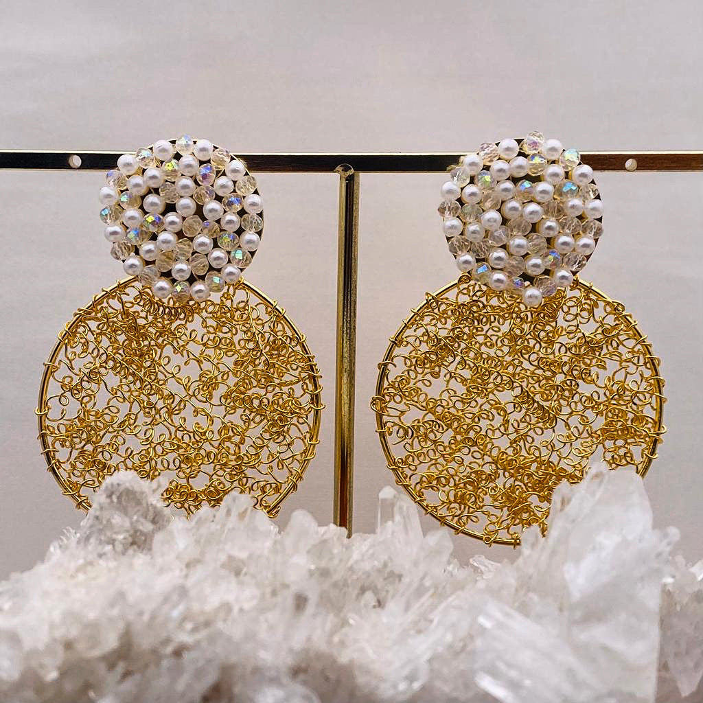 XL Tejido Perla Earrings