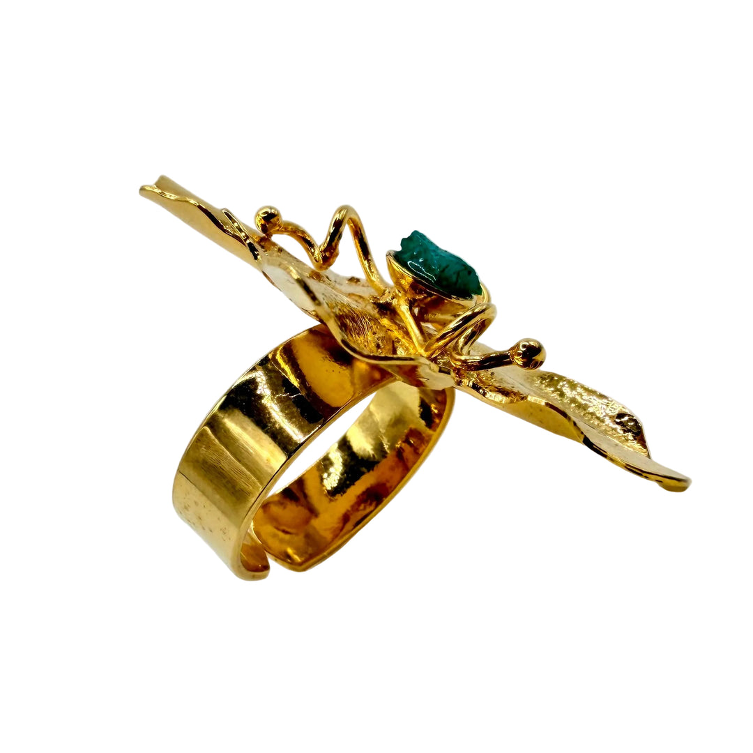 Emerald orchid ring