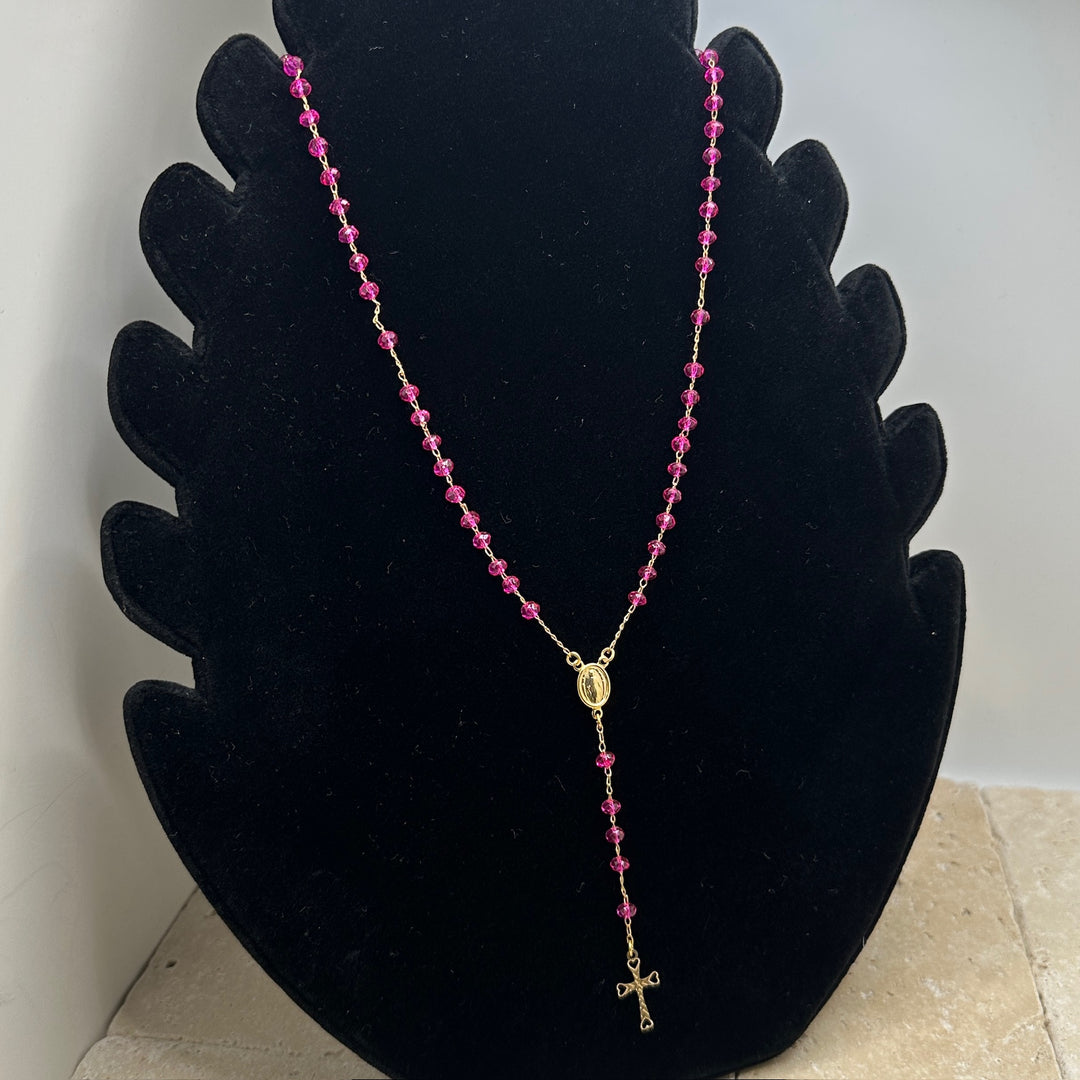 Pink Rosary Necklace