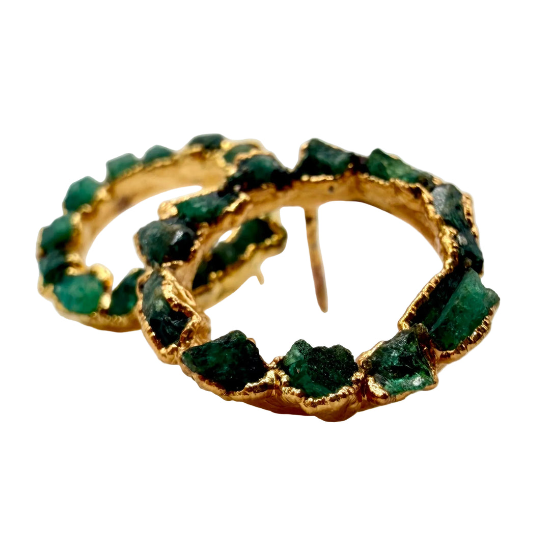 Emerald loop earrings