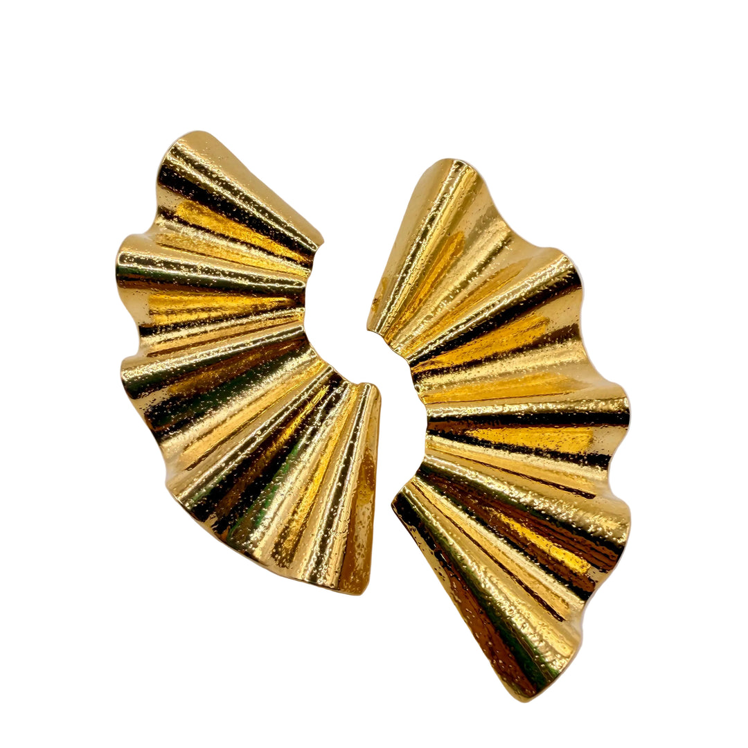 Golden fan earrings