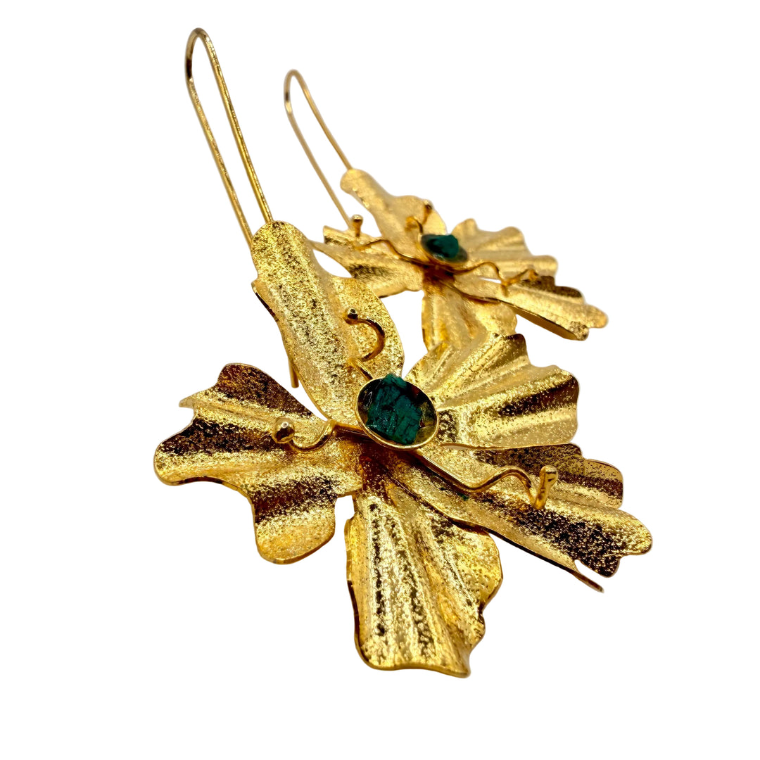 Emerald daisy earrings