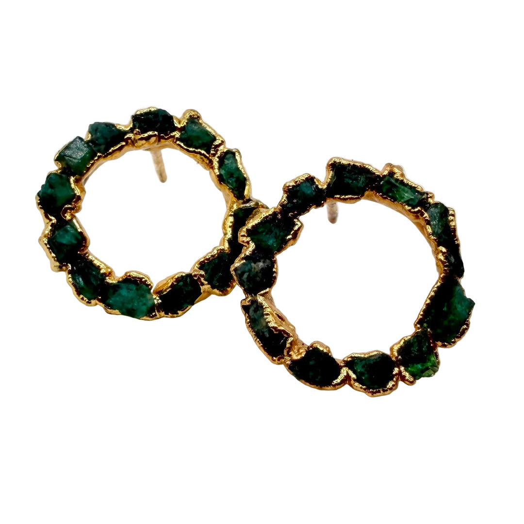 Emerald loop earrings