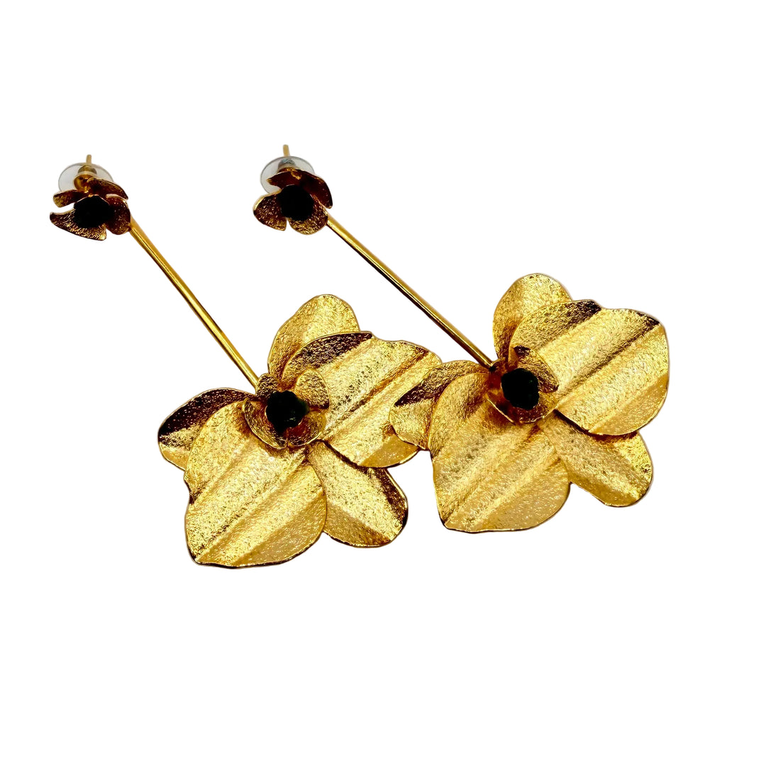 Emerald orchid earrings