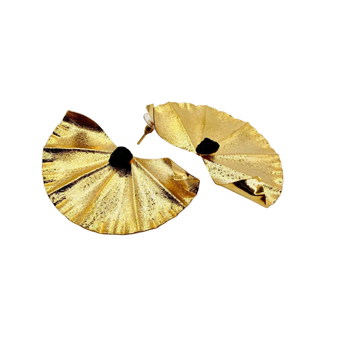Emerald fan earrings