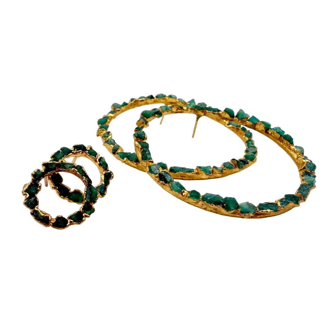 Emerald loop earrings