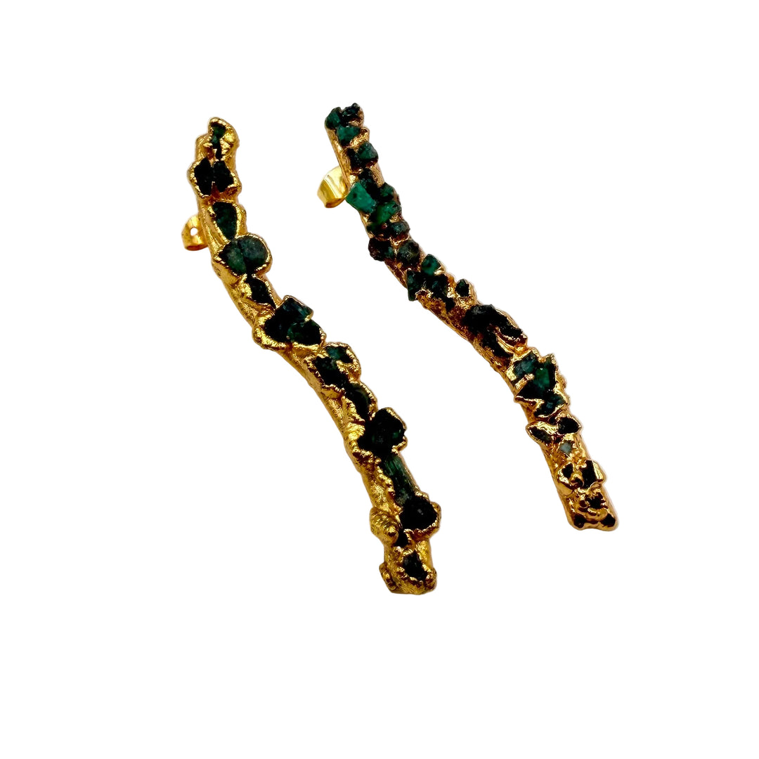 Emerald branch earrings