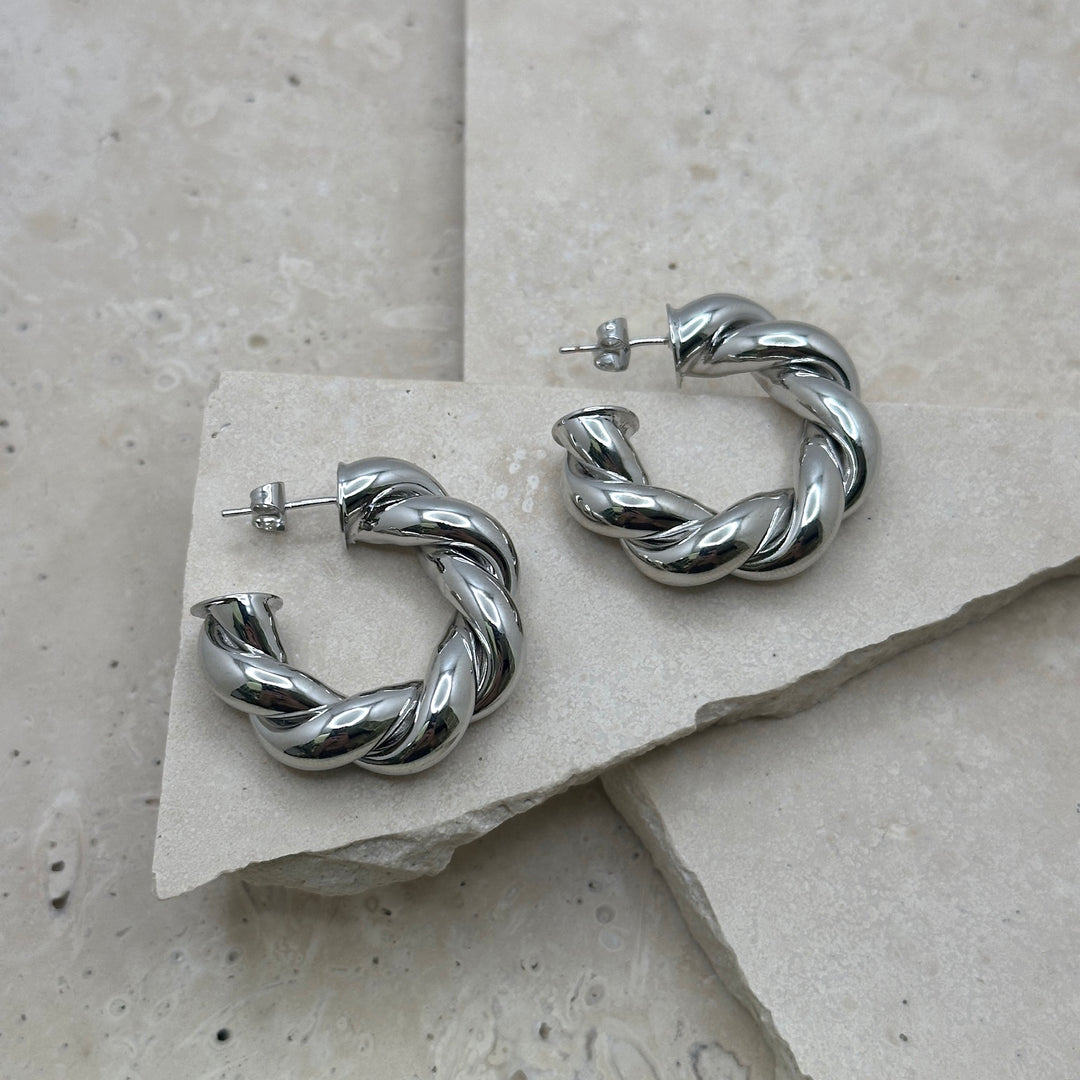 Twisted Silver Hoops