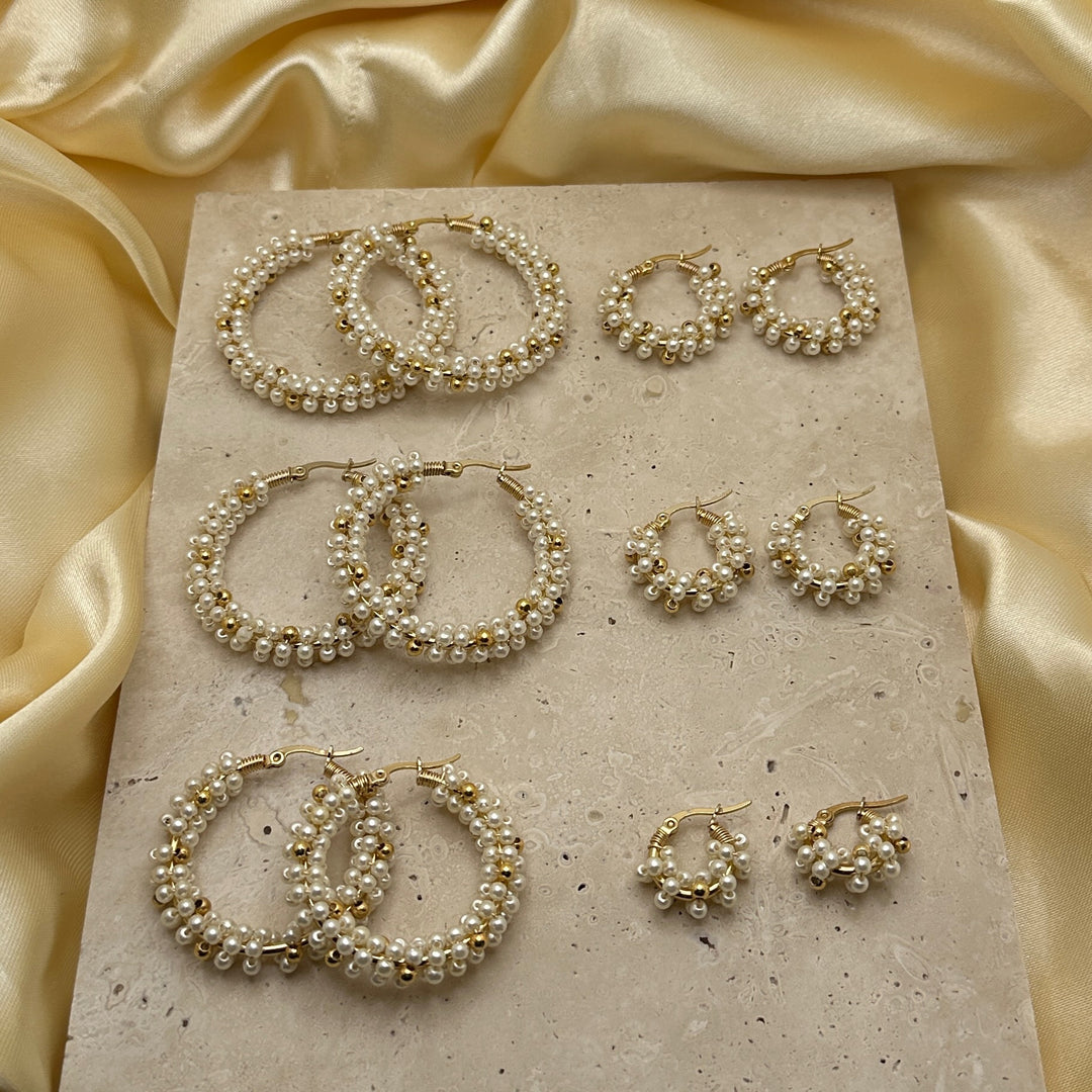 Pearl Gold Hoops Mini