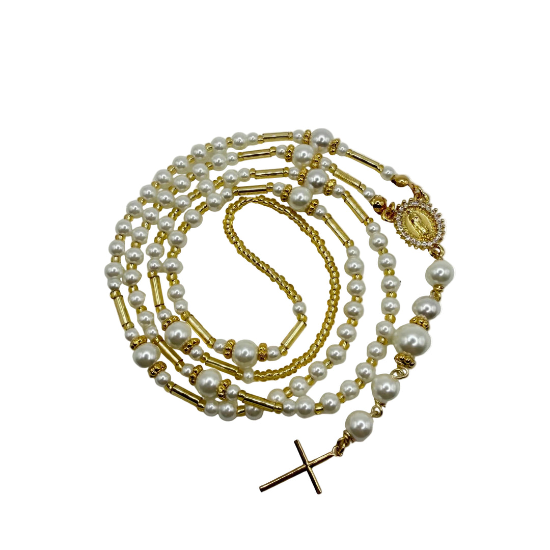 Pearl rosary necklace