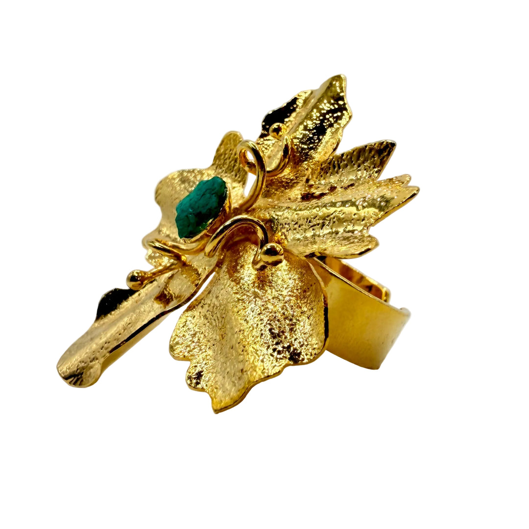 Emerald orchid ring