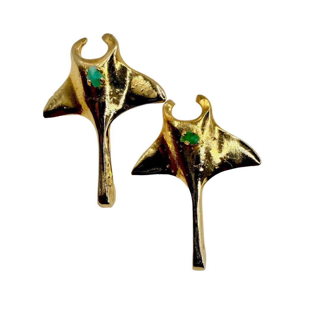 Ocean ray emerald earrings