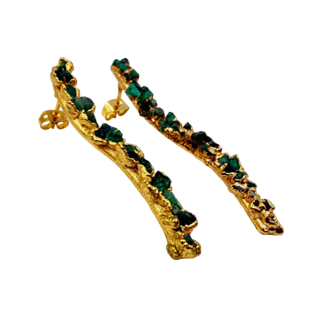 Emerald branch earrings