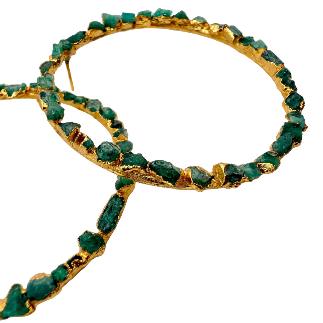 Emerald loop earrings