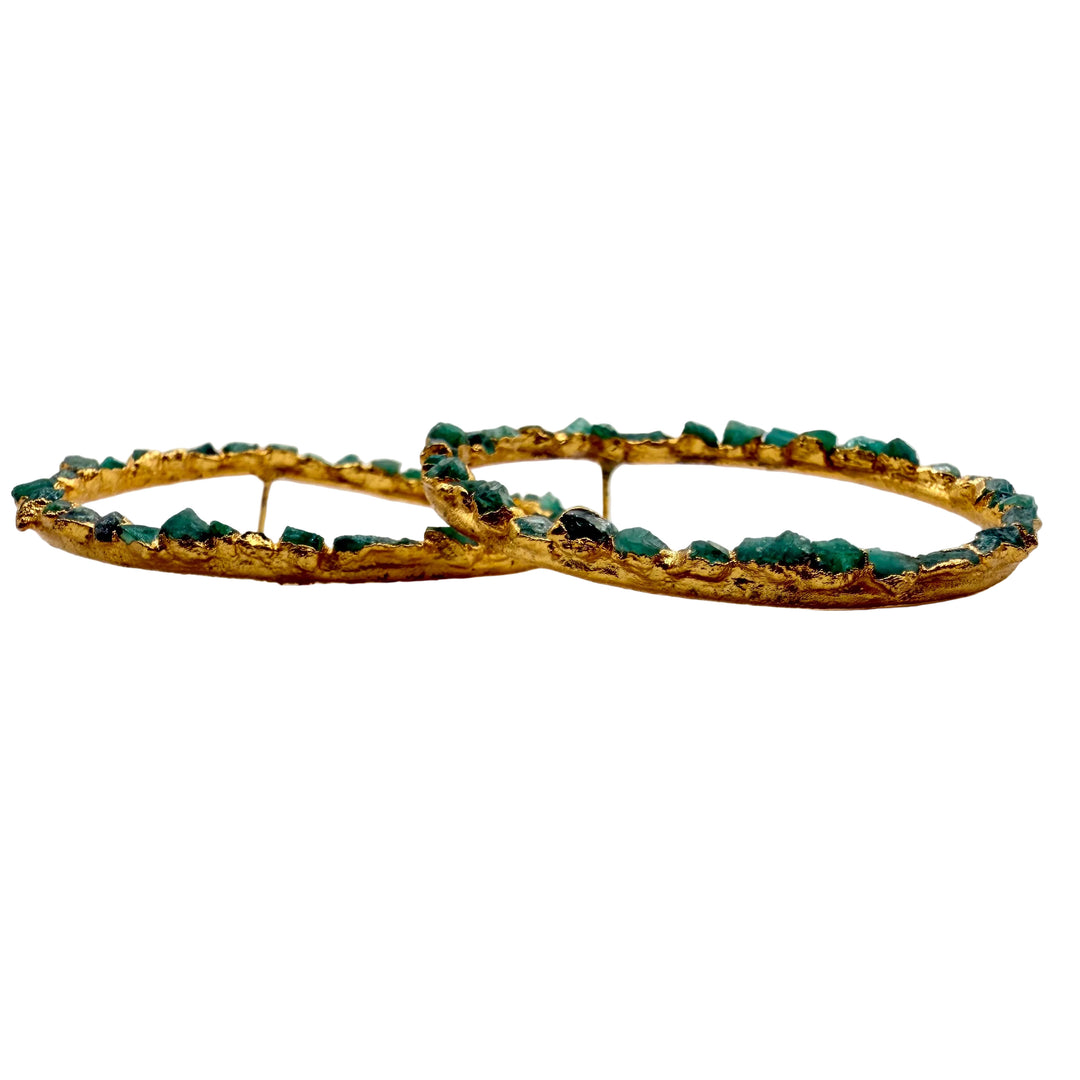 Emerald loop earrings