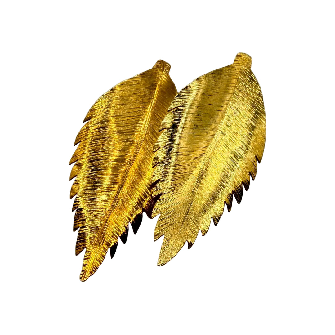 Golden feather earrings