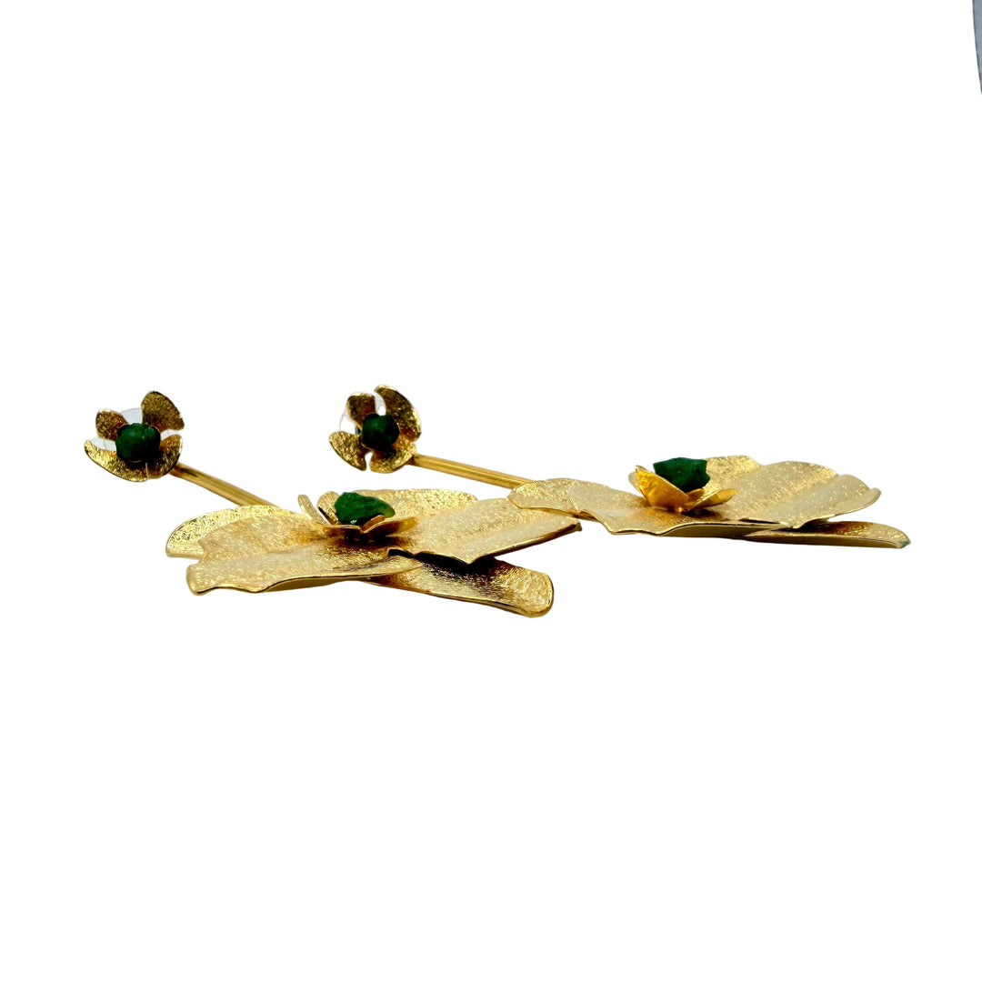 Emerald orchid earrings