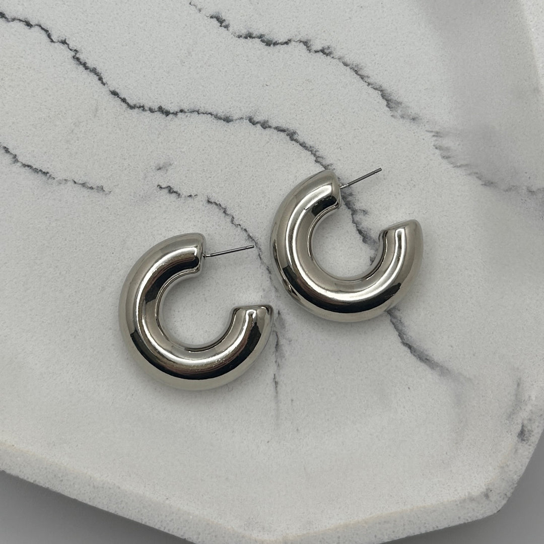 Chunky Silver L Hoops