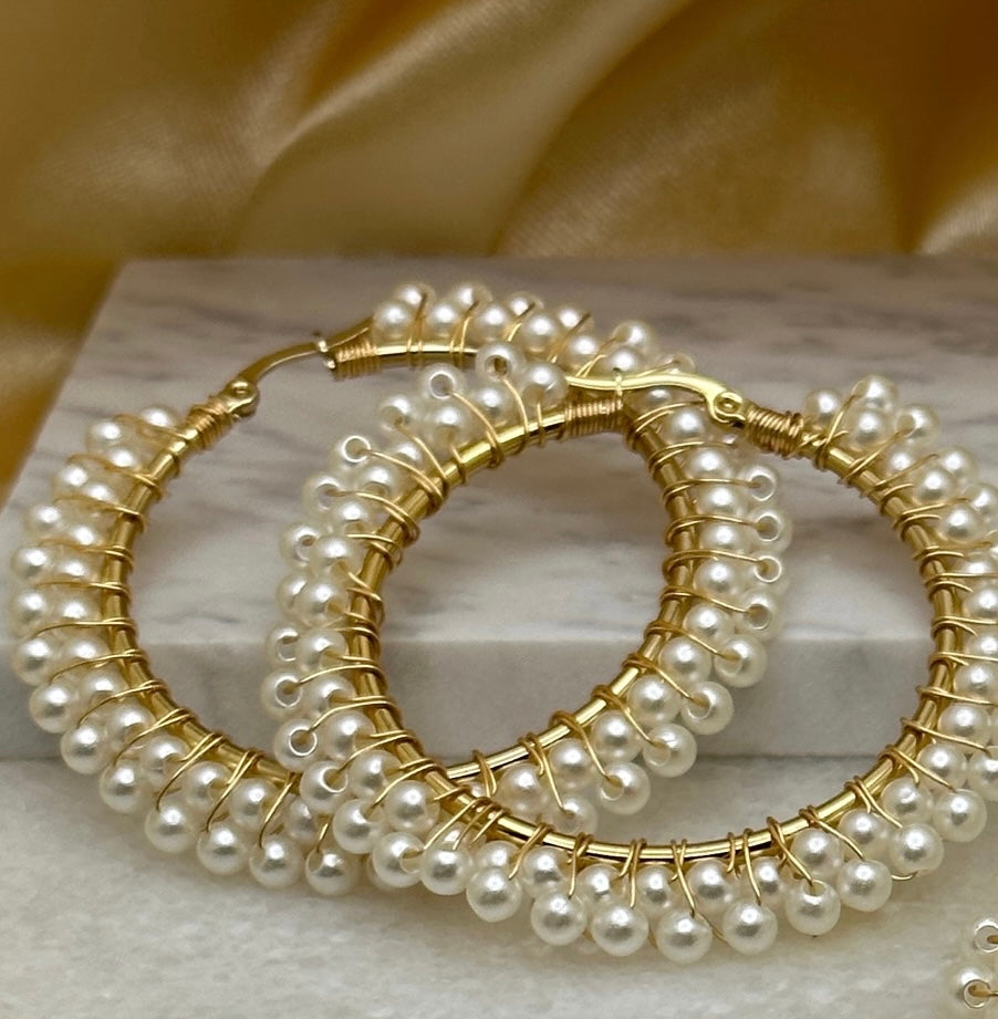 Double Perla Hoops L