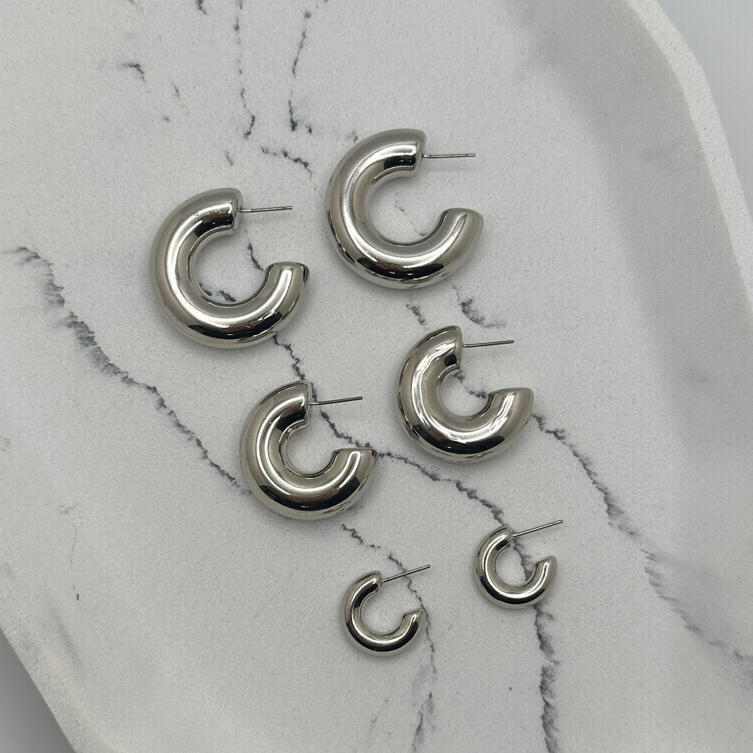 Chunky Silver L Hoops