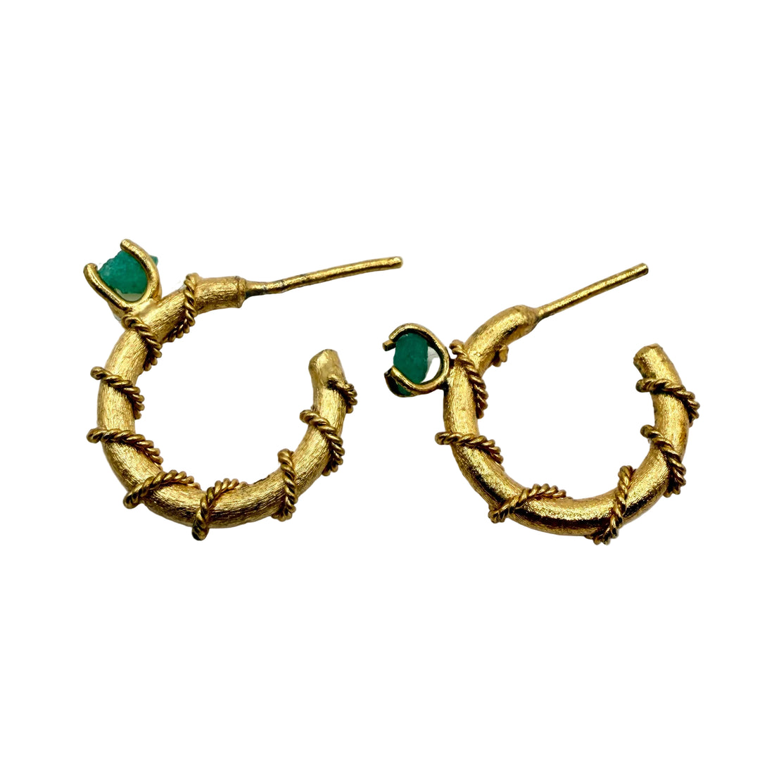 Emerald hoop earrings