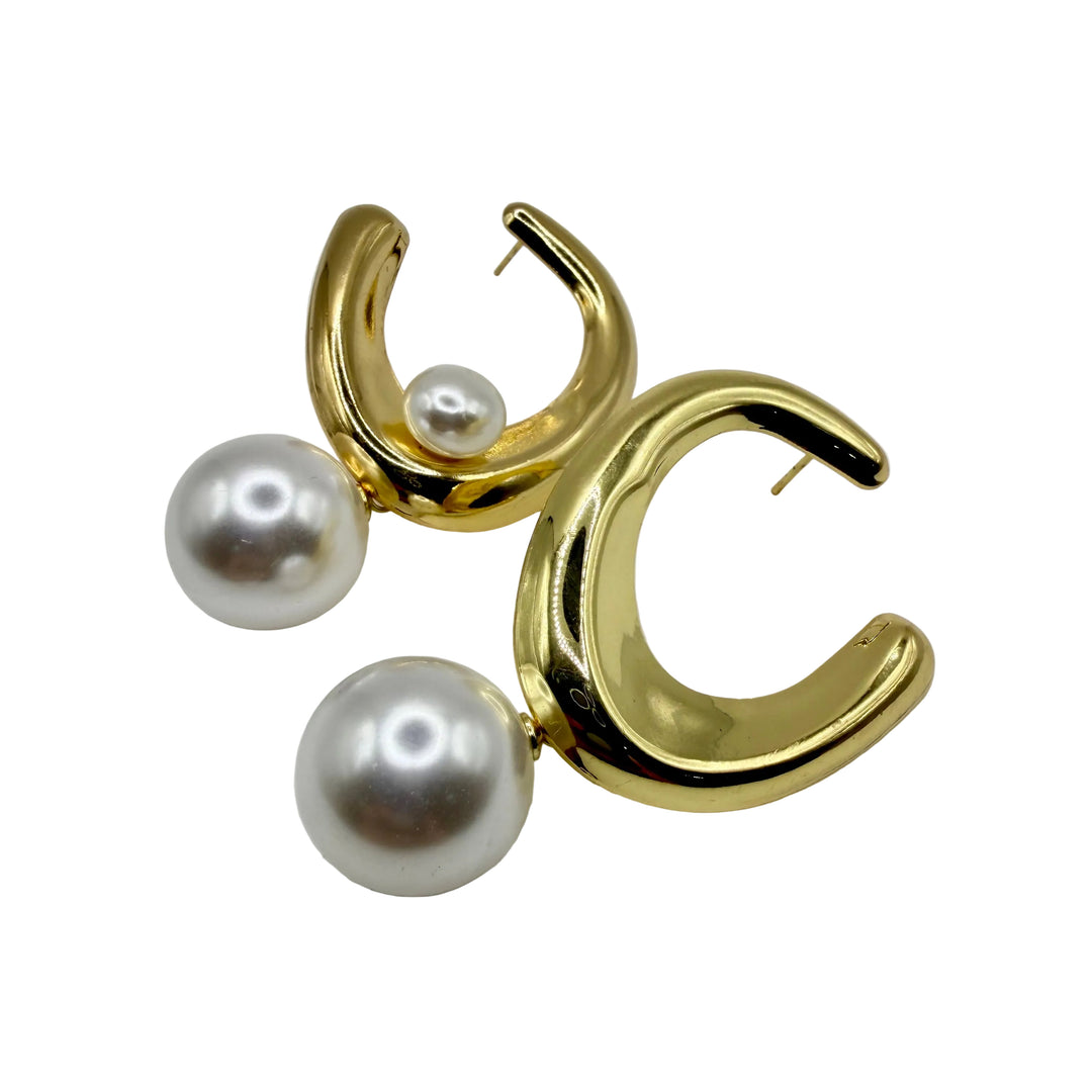Pearl crescent earrings