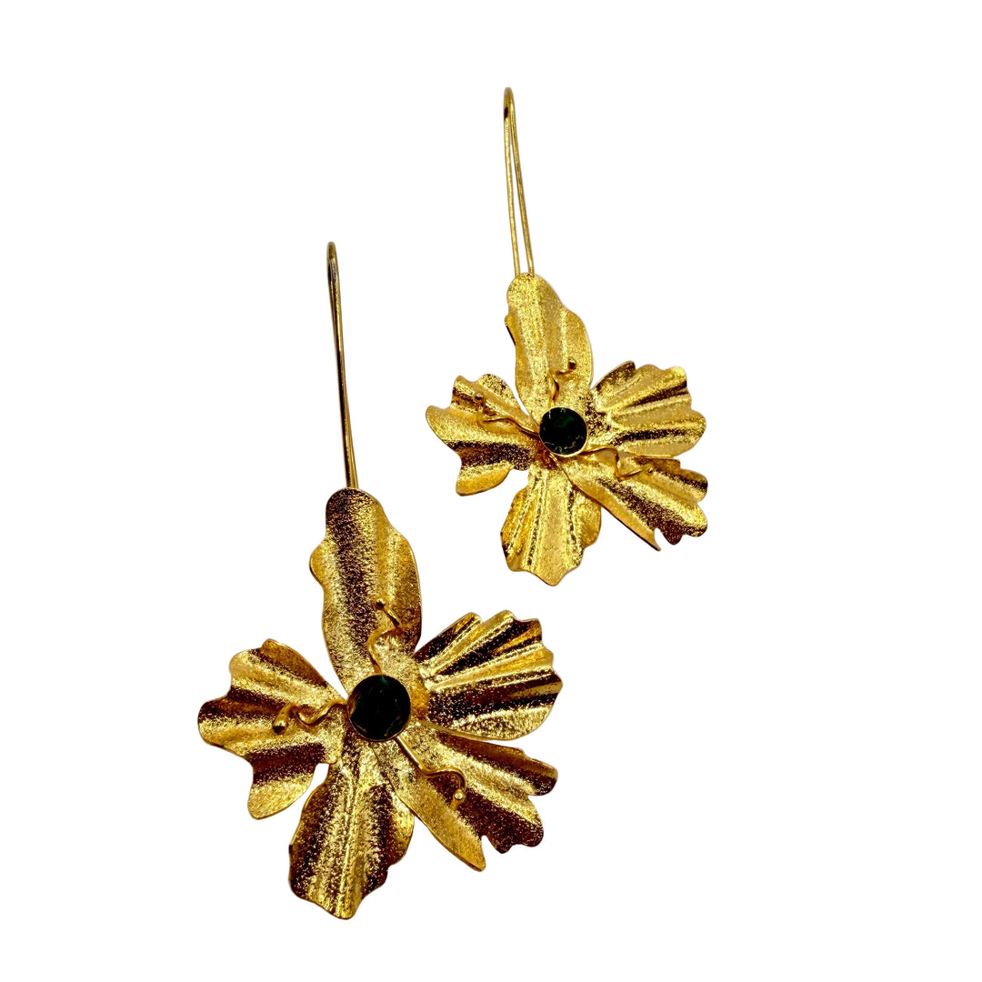 Emerald daisy earrings