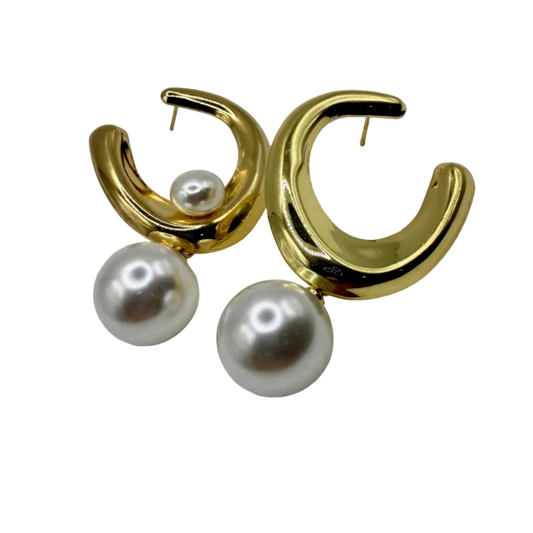 Pearl crescent earrings
