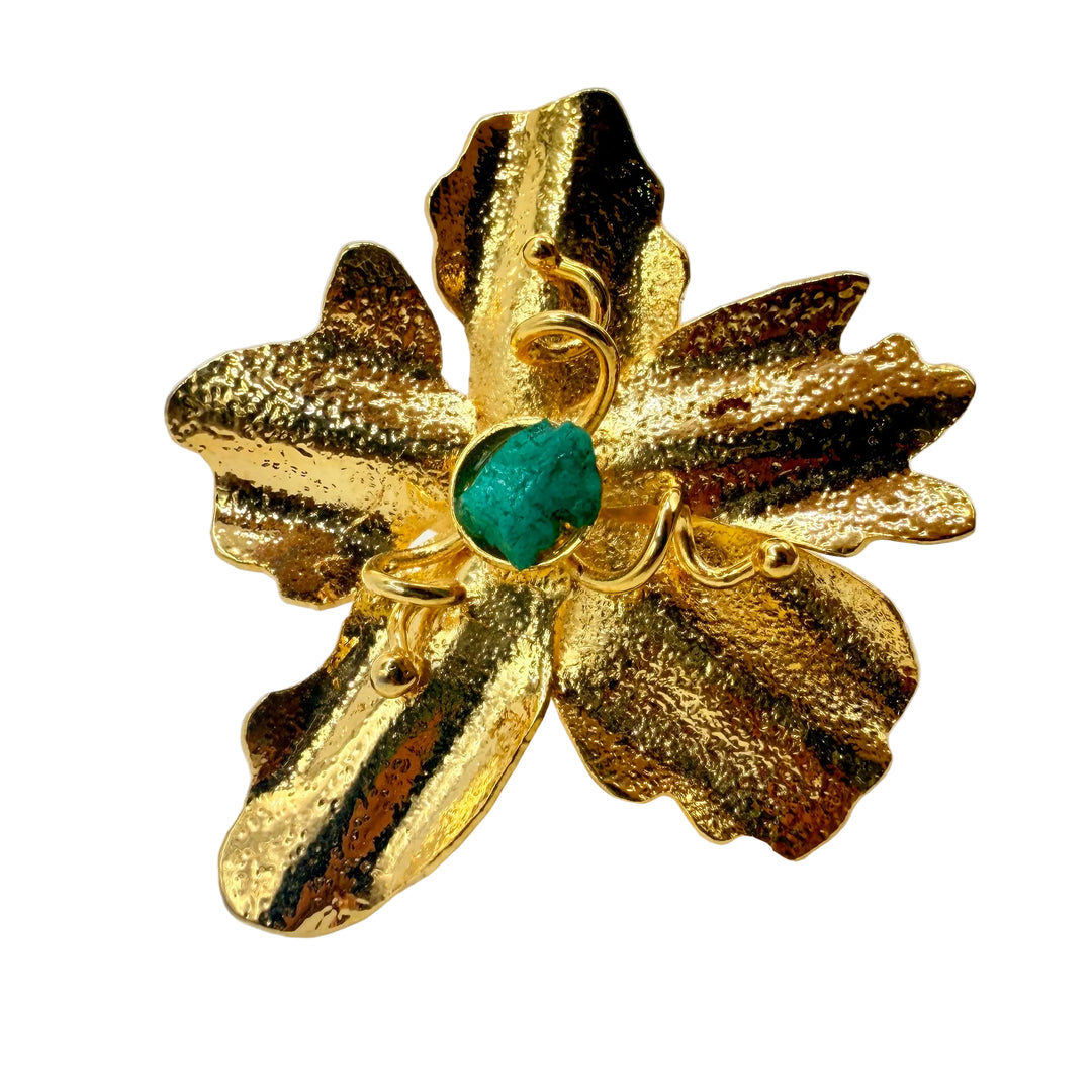 Emerald orchid ring