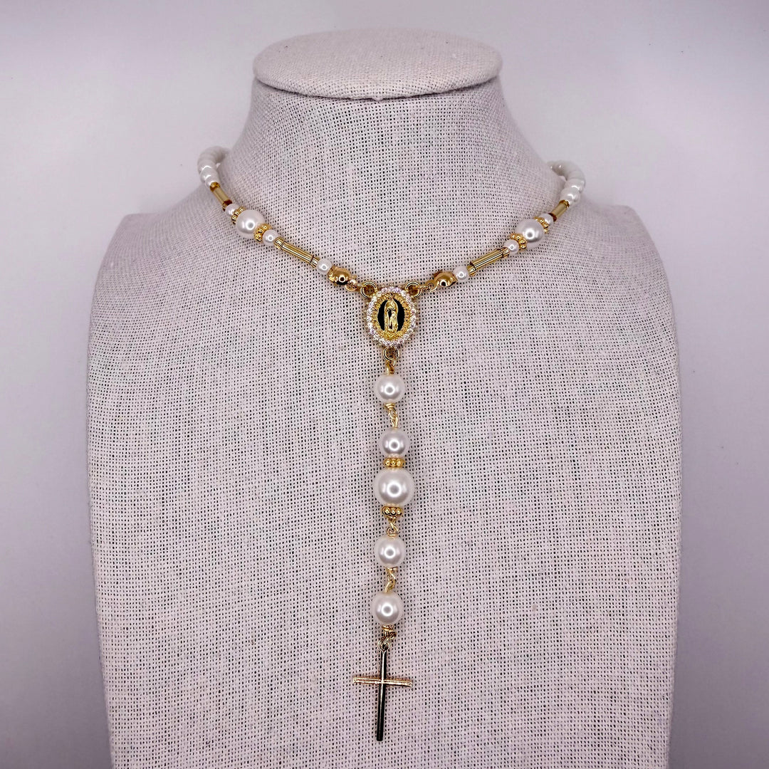 Pearl rosary necklace
