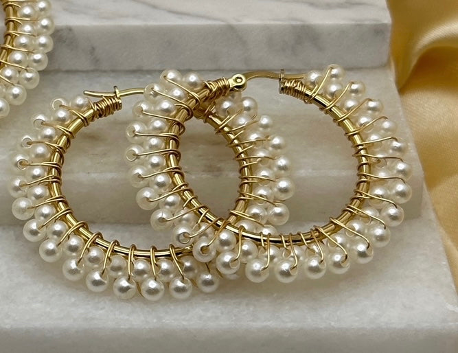 Double Perla Hoops M