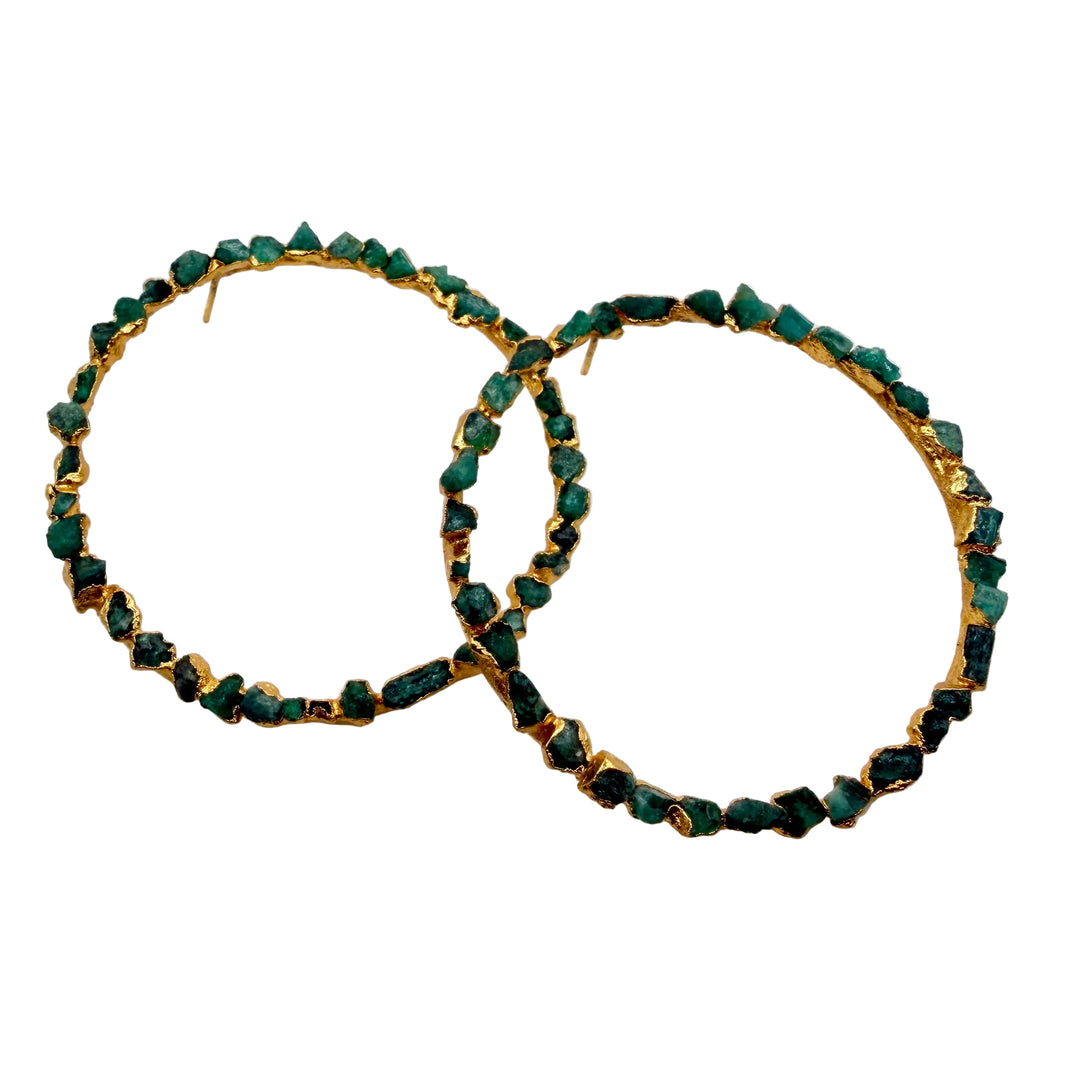 Emerald loop earrings