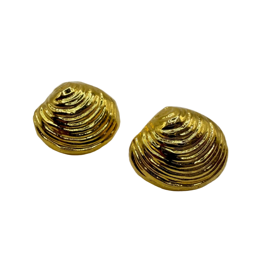 Golden seashell studs