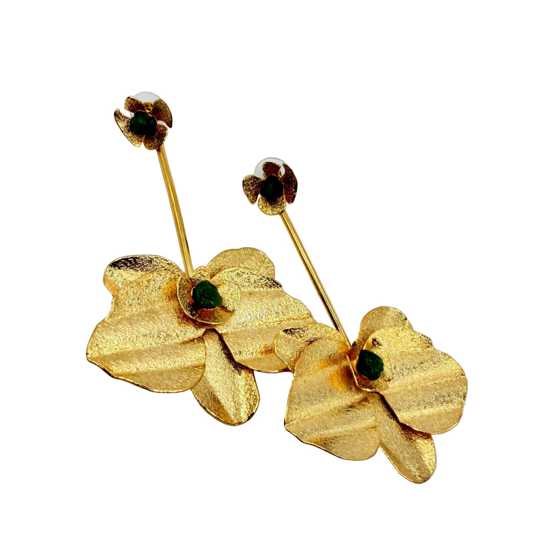 Emerald orchid earrings