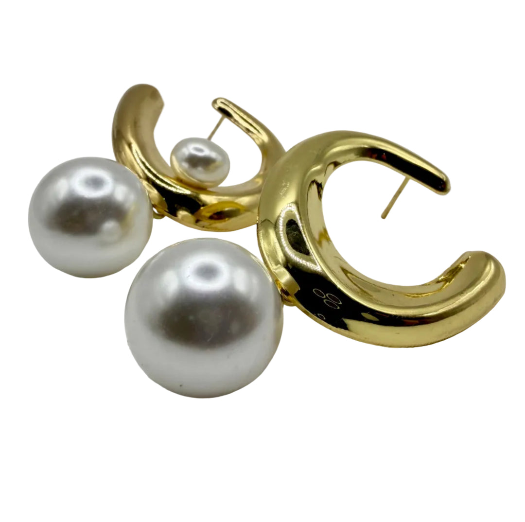 Pearl crescent earrings