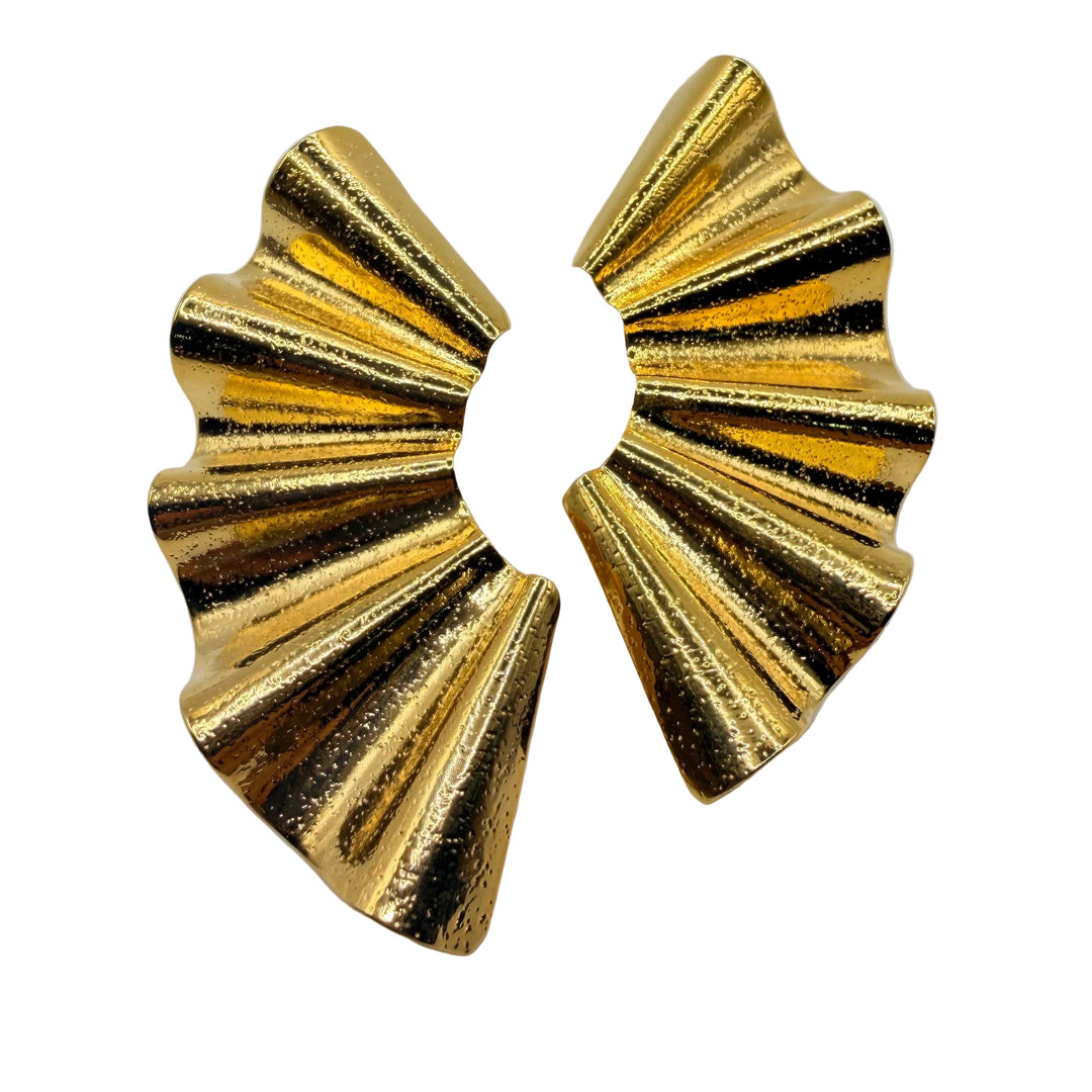 Golden fan earrings