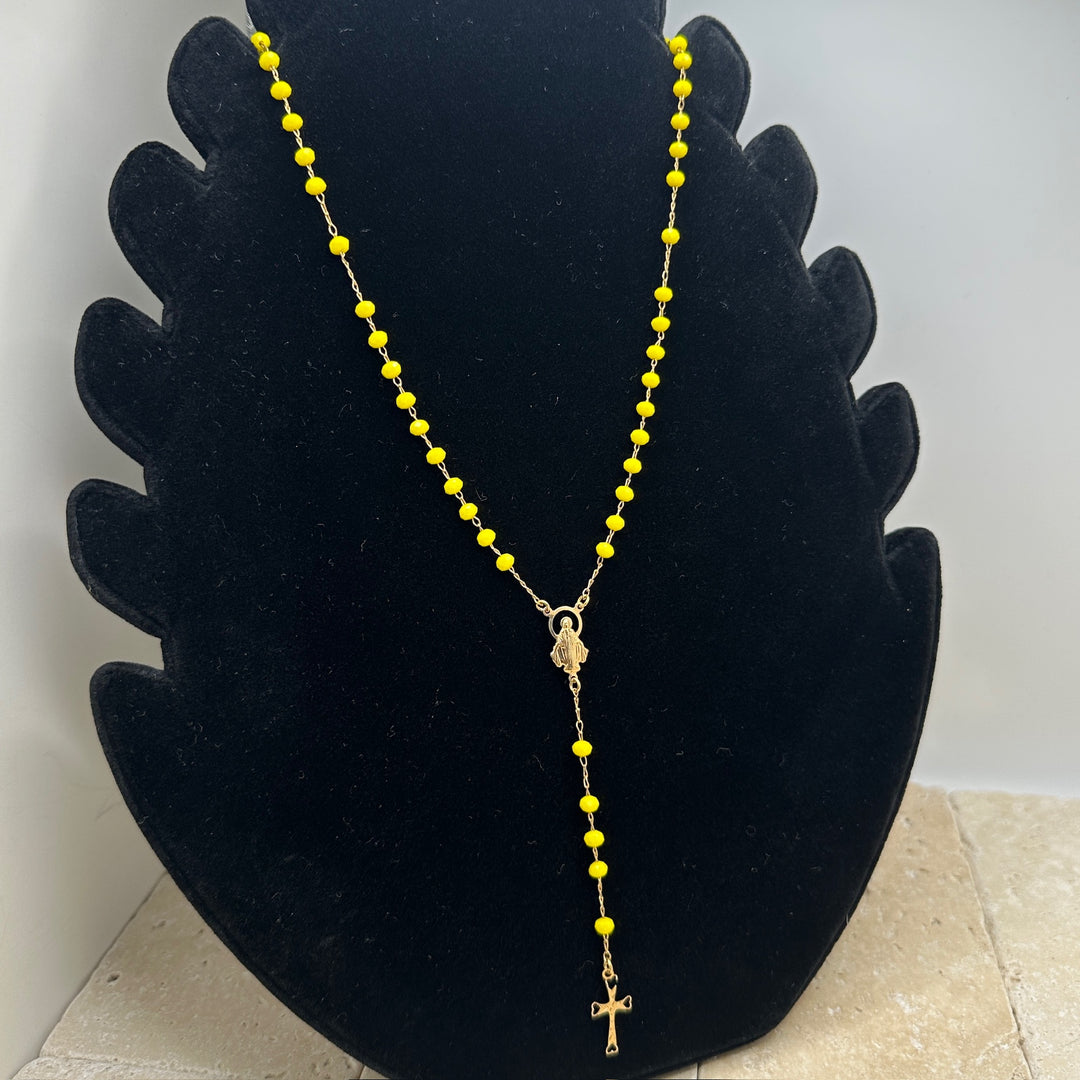 Yellow Rosary Necklace