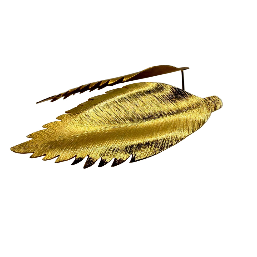 Golden feather earrings