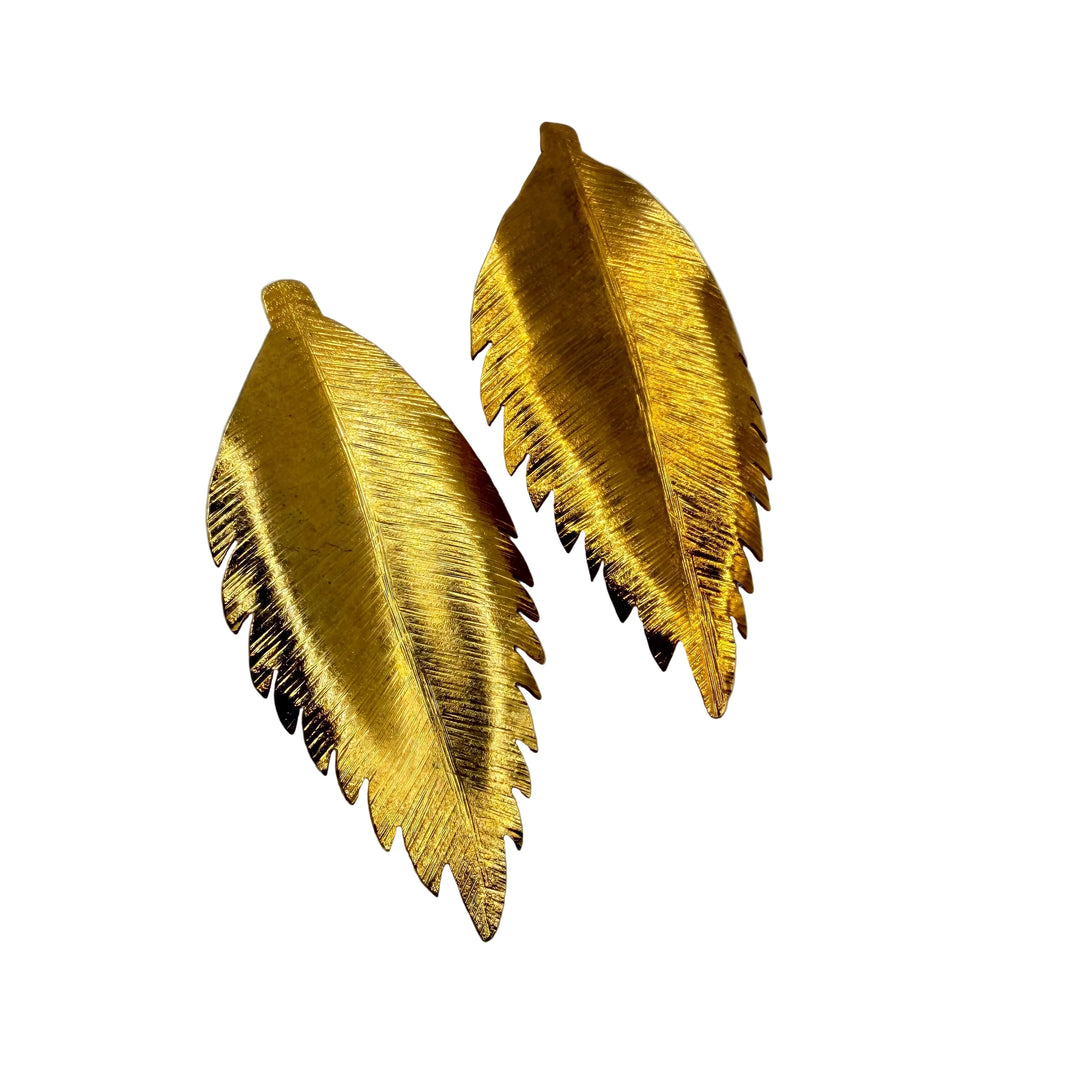 Golden feather earrings