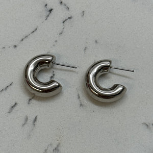 Chunky Silver S Hoops