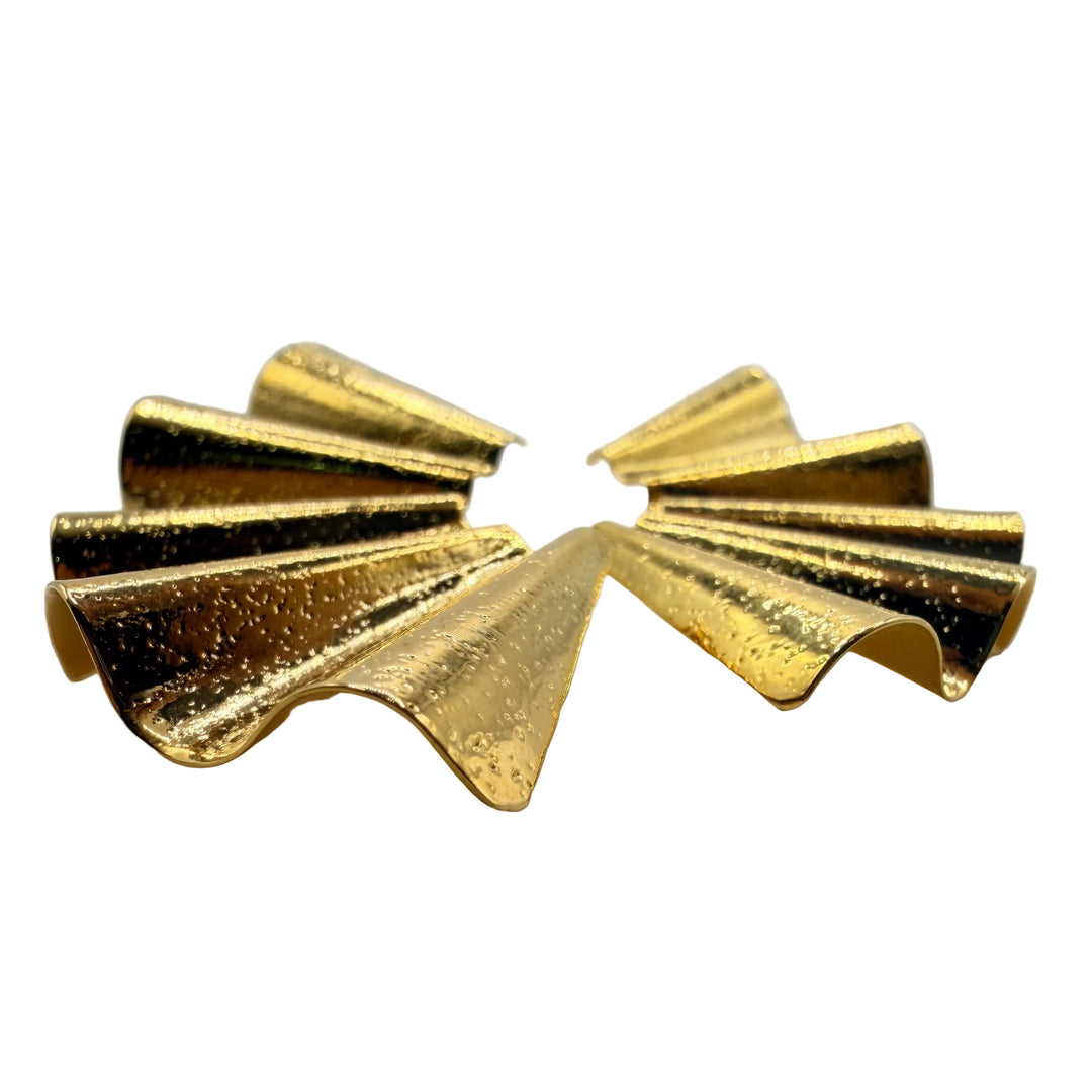 Golden fan earrings