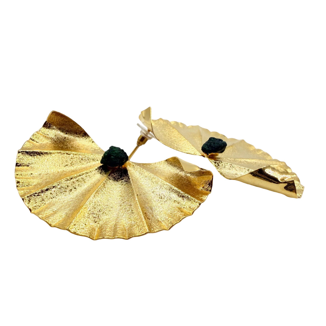Emerald fan earrings