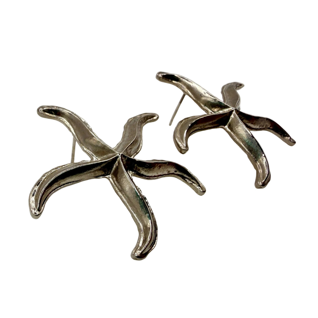 Silver sea star earrings