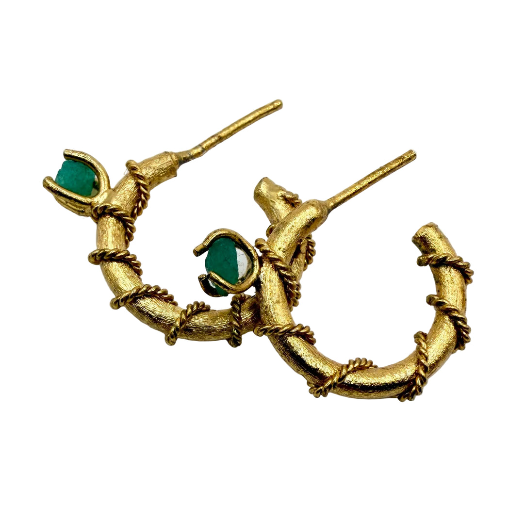 Emerald hoop earrings