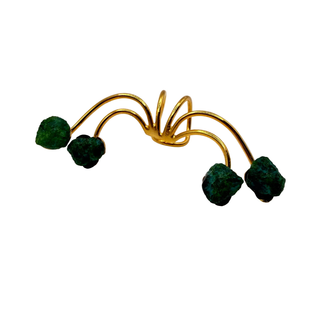 Golden emerald earcuff