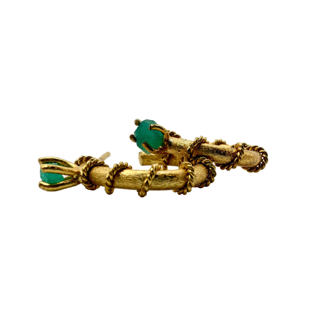 Emerald hoop earrings