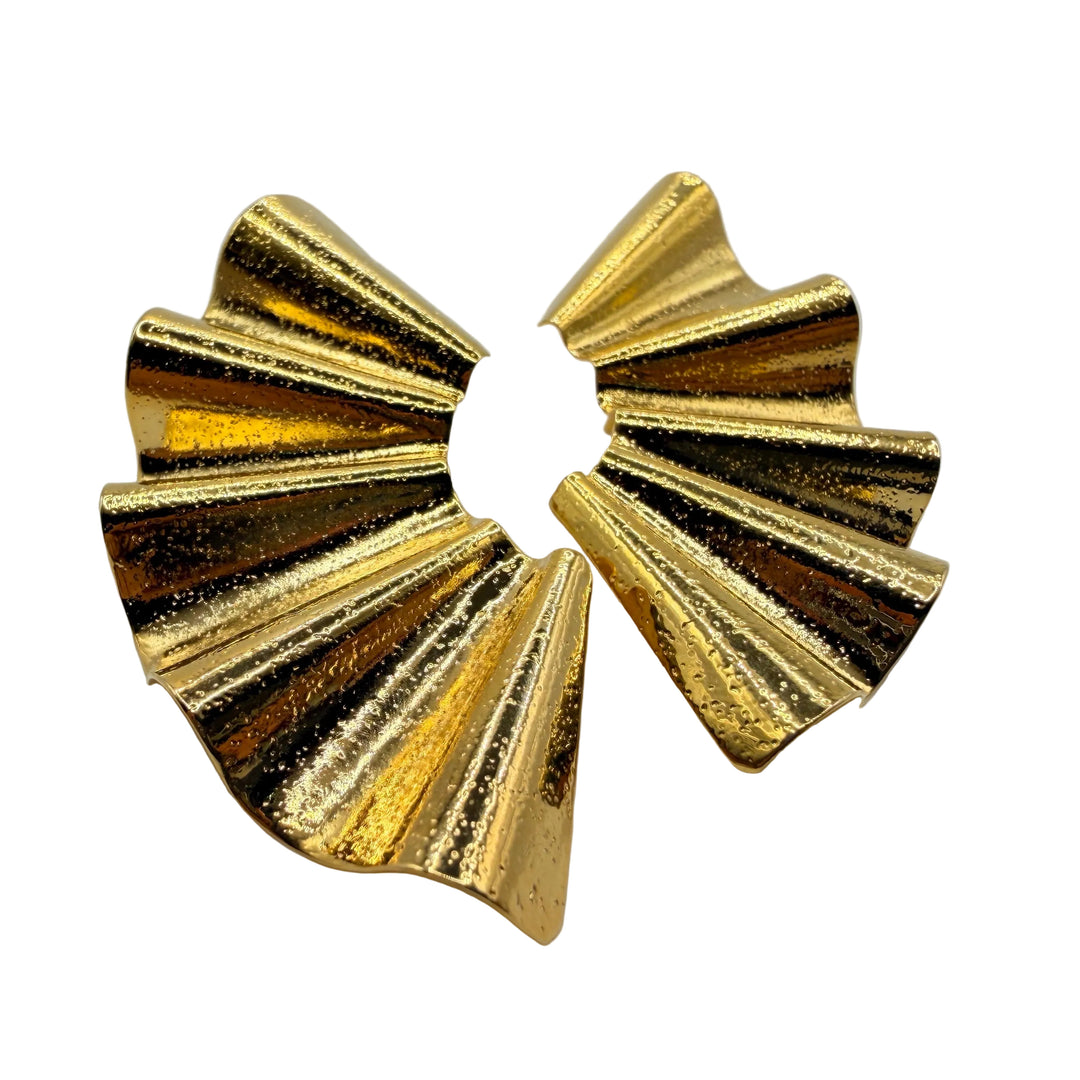 Golden fan earrings
