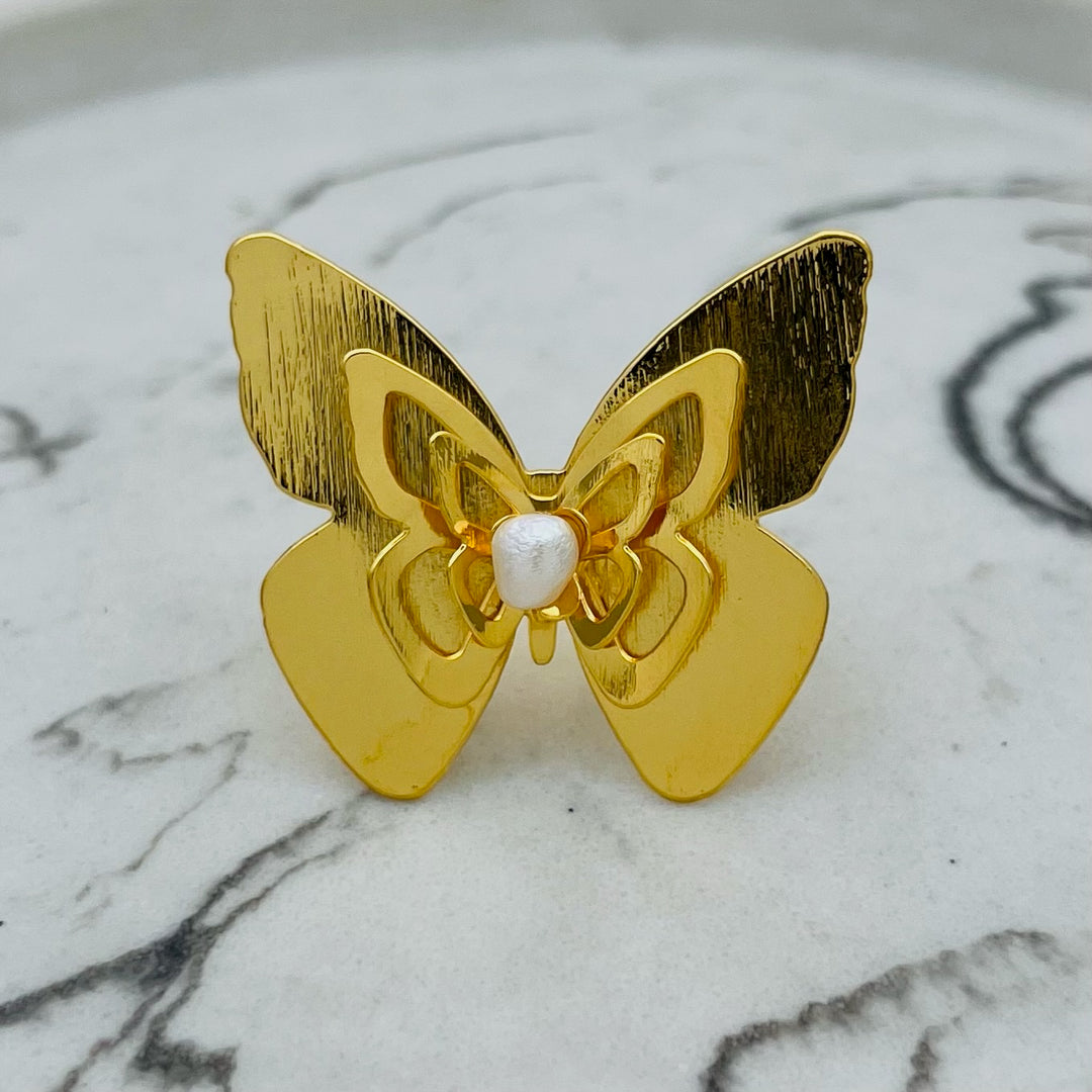 Butterfly Pearl Ring